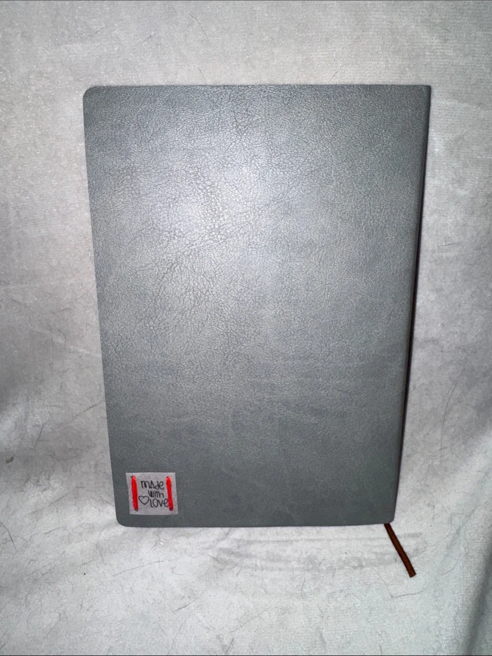 Handmade Cross Stitch Design Journal / Notebook 8”x 6 Grey Faux Leather